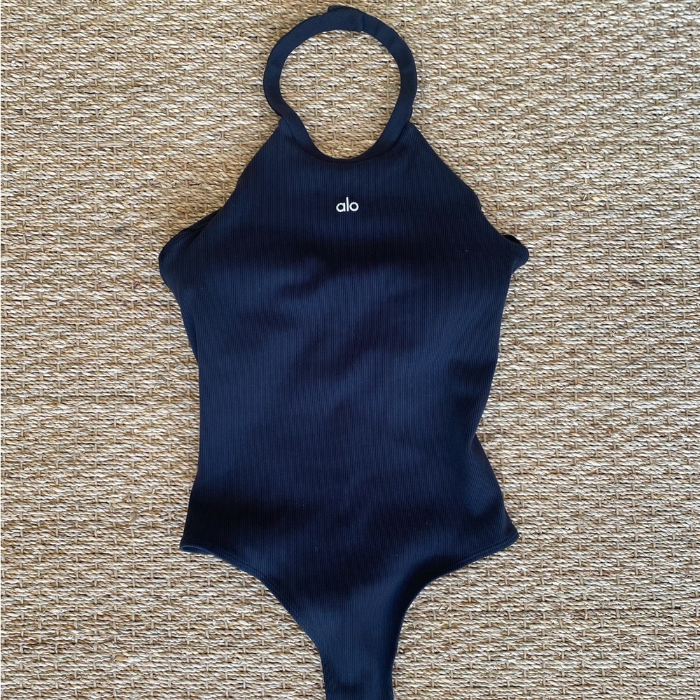 Alo black ribbed bodysuit size Large